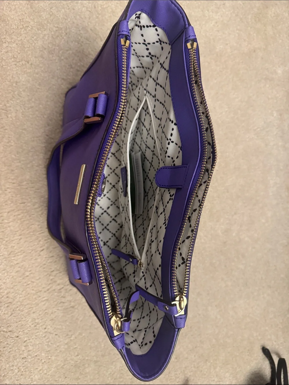 kate spade Purple Leather Tote with Gold Hardware